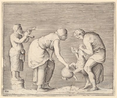 Une femme recueillant du sang d