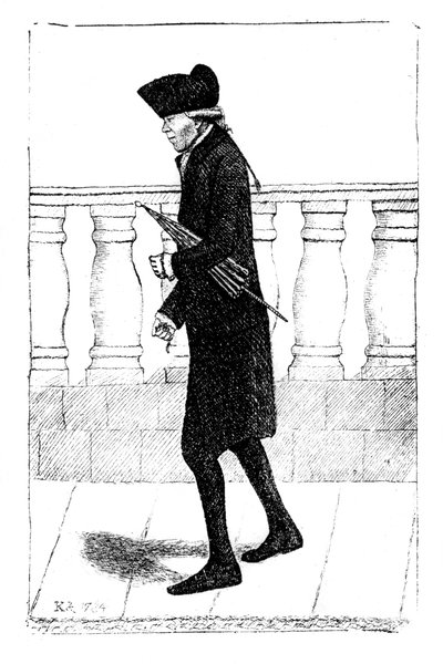 Un homme marchant avec un parapluie sous le bras, 1784 - Unbekannt