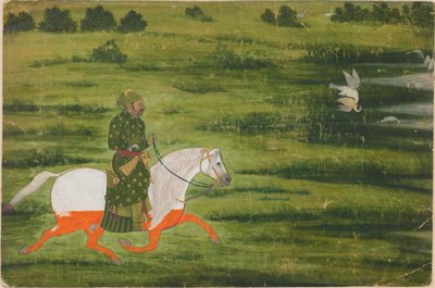 Un homme monté chassant des oiseaux avec un faucon - Unbekannt