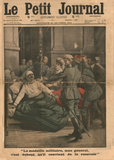 Un homme blessé tente de se lever pour recevoir sa médaille, 1915 - Unbekannt