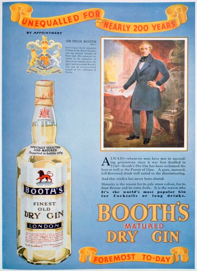 Publicité pour le gin Booths, 1935 - Unbekannt