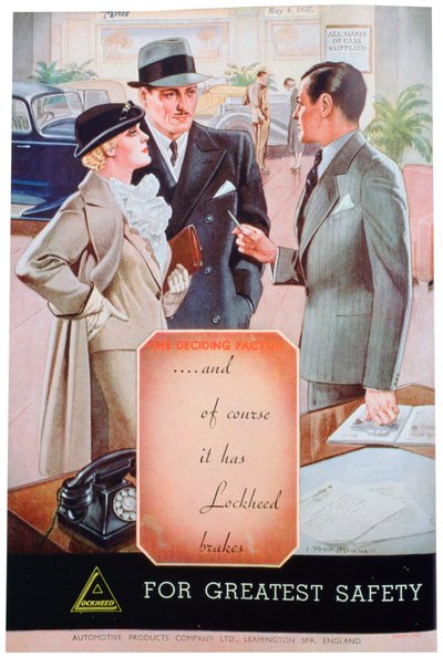 Publicité pour les freins de voiture Lockheed par Automotive Products de Leamington Spa, 1937 - Unbekannt