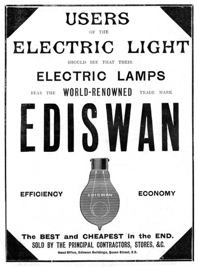Publicité pour les ampoules à incandescence Ediswan, 1898 - Unbekannt