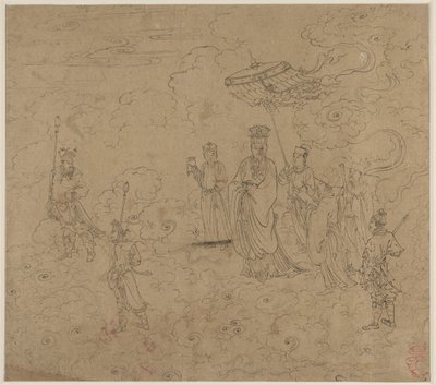 Album de thèmes taoïstes et bouddhistes : Procession de divinités taoïstes : Feuille 8, 1200s - Unbekannt