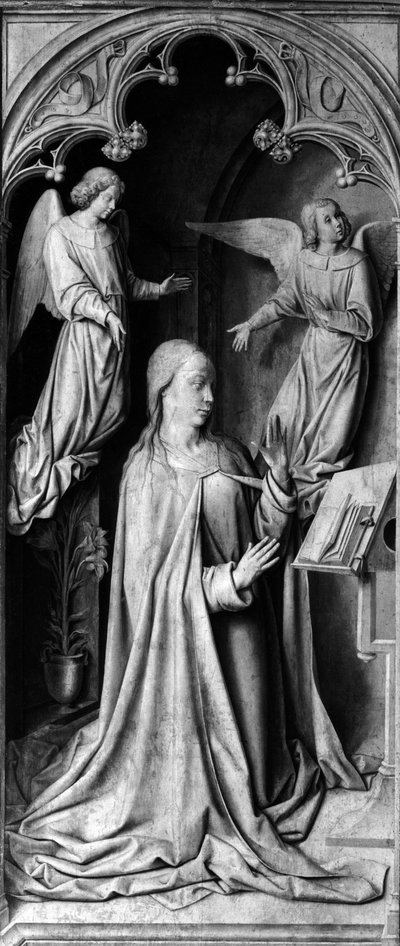 Annonciation Revers du triptyque, partie gauche. Peinture du Maître de Moulins ou Jean Hey (1450-1505) 15ème siècle. Cathédrale Notre-Dame, Moulins (Allier) - Unbekannt