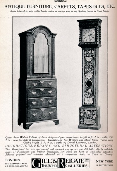 Meubles anciens, tapis, tapisseries, etc., 1921 - Unbekannt