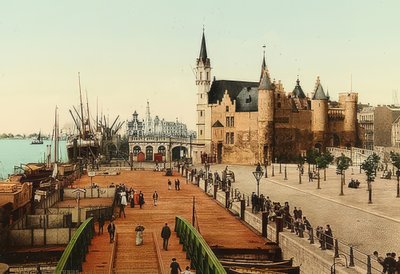 Anvers. Vue sur le vieux château (Het Steen) et le port - Unbekannt