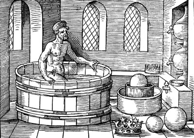 Archimède c287-212 av. J.-C., mathématicien et inventeur grec ancien, dans son bain - Unbekannt