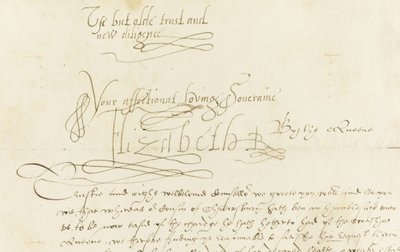 Lettre autographe de la reine Élisabeth I à Marie, reine d