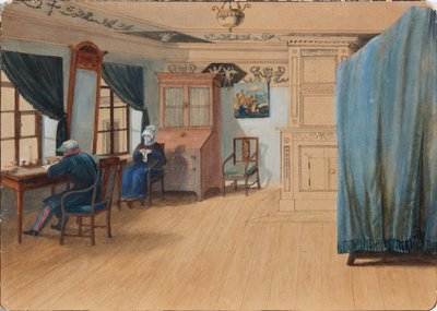 Intérieur de chambre. Comte Yegor Frantsevich Kankrin 1774-1845 à son bureau, années 1820 - Unbekannt