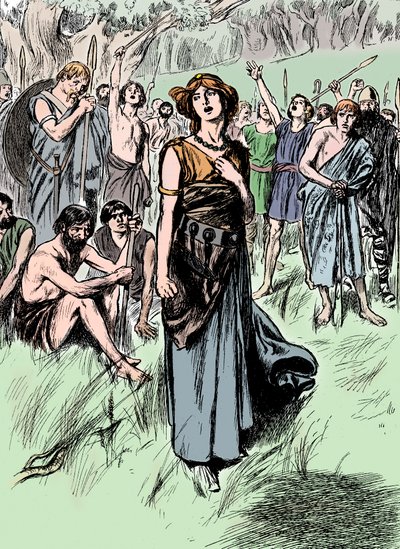 Boudicca Boadicée, reine britannique des Iceni du 1er siècle, ralliant ses troupes, c1900 - Unbekannt