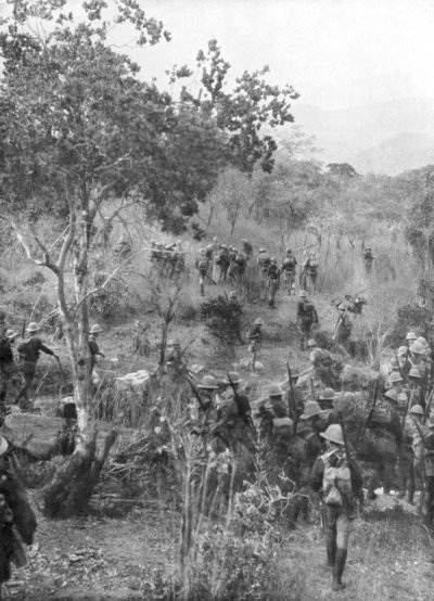 Troupes britanniques dans la brousse aux frontières de l