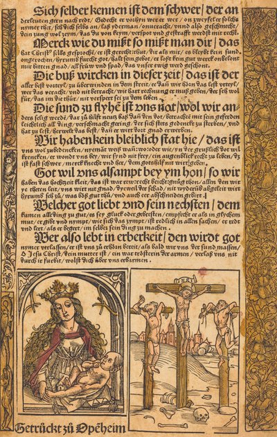 Broadsheet avec deux scènes de la vie du Christ et des bordures grotesques - Unbekannt