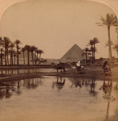 Khéops depuis la vallée fertile du Nil, Égypte, 1896 - Unbekannt