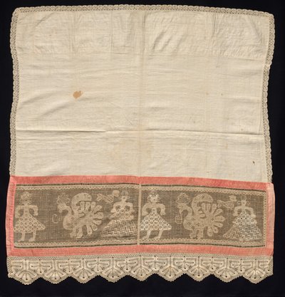 Tissu avec bordure de figures féminines et de paons, XVIIIe-XIXe siècle - Unbekannt