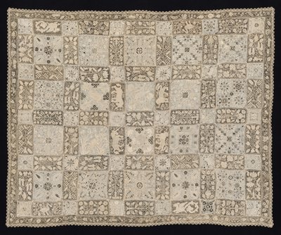 Tissu avec licornes, dragons, autres animaux et motifs floraux, 1800s - Unbekannt