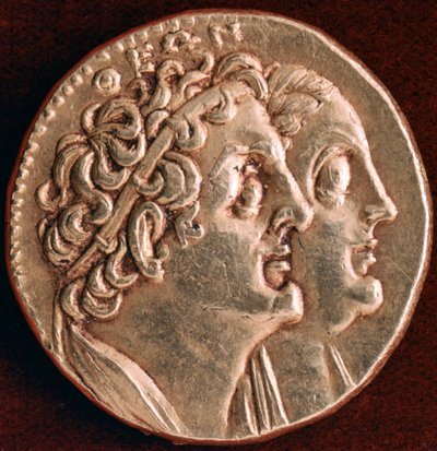 Pièce de monnaie de Ptolémée Ier et Bérénice Ier, royaume ptolémaïque d