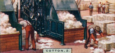 Coton, 2. - Déballage des balles dans la salle de mélange, Angleterre, 1928 - Unbekannt