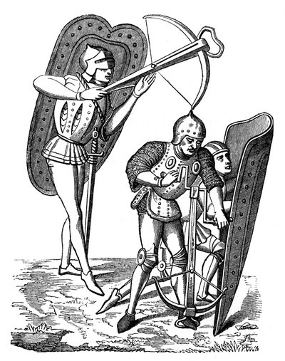 Arbalétrier protégé par des porteurs de boucliers, 15e siècle, 1870 - Unbekannt