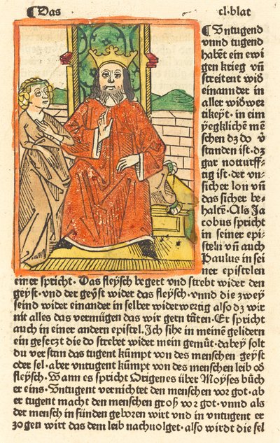 Homme couronné sur un trône avec la Vierge debout à gauche, vers 1479 - Unbekannt