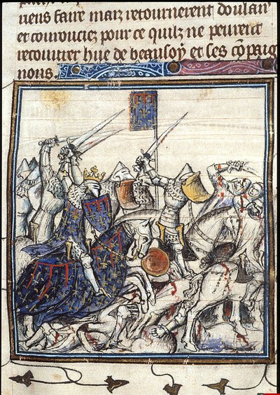 Croisés et Sarrasins combattant pendant la Troisième Croisade. Des Chroniques de France ou de St Denis, après 1380 - Unbekannt