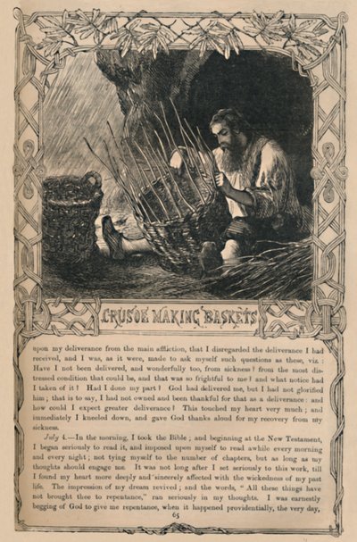 Crusoe fabriquant des paniers, vers 1870 - Unbekannt
