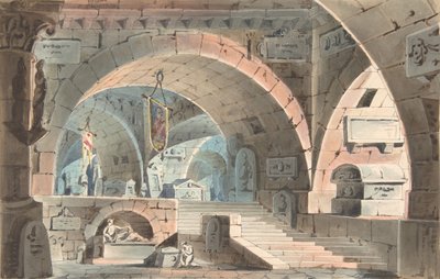 Crypte avec un pleureur agenouillé, 1830-40 - Unbekannt