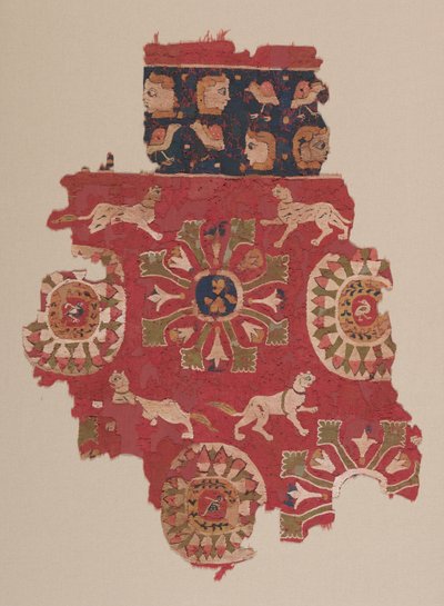 Fragment de rideau avec des panthères, 500s - Unbekannt