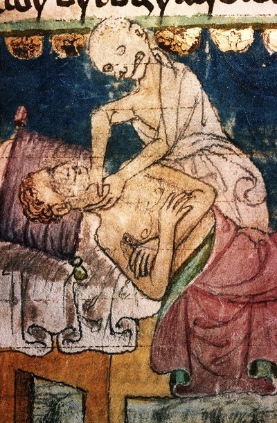 La Mort étranglant une victime de la peste. Du Codex Stiny - Unbekannt