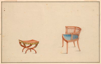 Design pour fauteuil et tabouret - Unbekannt