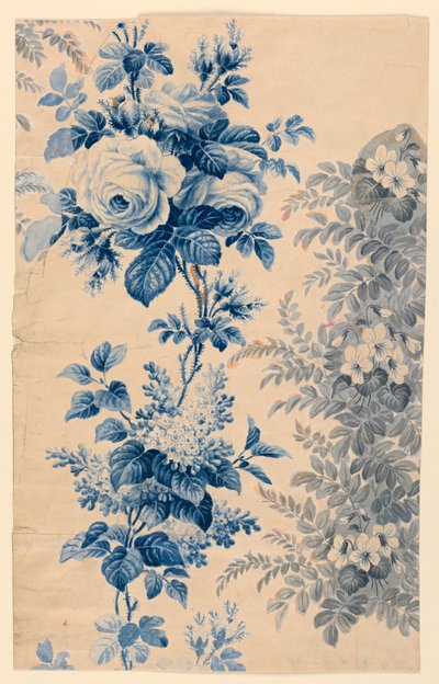 Design pour tissu fleuri ou papier peint, 1880-90 - Unbekannt