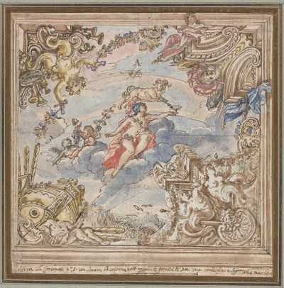 Conception pour un plafond : Mars et Aries, 1700s - Unbekannt