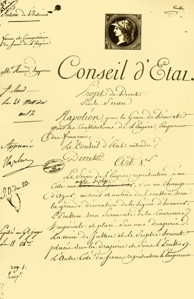 Projet de décret sur la forme et la composition du sceau impérial, 10 juillet 1804 - Unbekannt