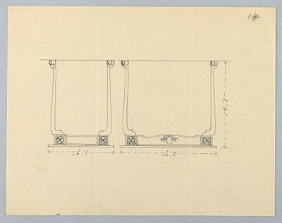 Dessin, Conception pour une petite table rectangulaire avec motifs de rosace - Unbekannt