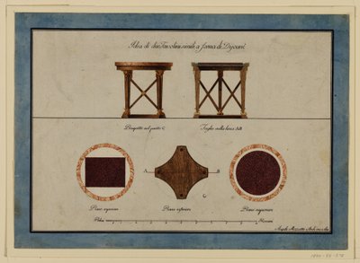 Dessin, Design pour deux petites tables de petit-déjeuner, début du 19ème siècle - Unbekannt