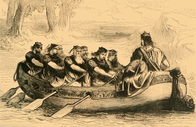 Edgar le Pacifique étant ramé sur la rivière Dee par huit princes tributaires, vers 1890 - Unbekannt