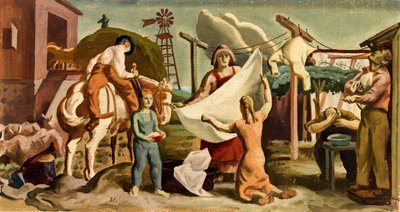 Étude de fresque de la vie à la ferme - Unbekannt