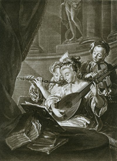 Flûte, violon et chitarrone George Frederick Handel jeune musicien à Hambourg, XVIIIe siècle - Unbekannt