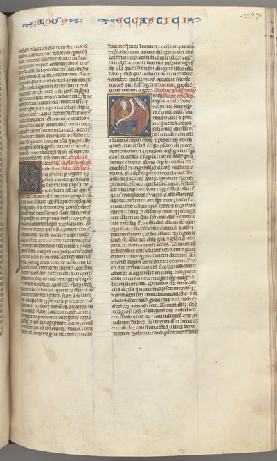 Fol. 257r, Ecclésiastique, initiale historiée O, Sirach assis avec un parchemin, buste de Dieu au-dessus - Unbekannt