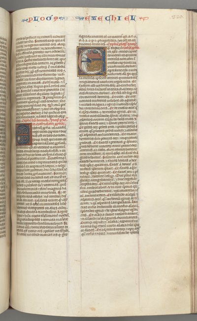 Fol. 320r, Ézéchiel, initiale historiée E, un Ézéchiel endormi avec sa vision des quatre bêtes - Unbekannt