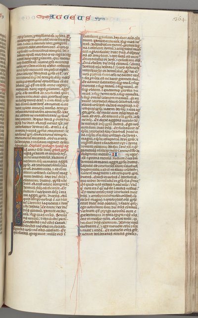 Fol. 364r, Aggée, initiale historiée I, Aggée avec un parchemin debout sur un hybride, c. 1275-1300 - Unbekannt
