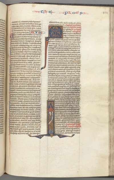 Fol. 404r, Marc, initiale historiée I, Marc debout avec un parchemin, c. 1275-1300 - Unbekannt