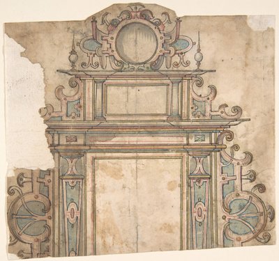 Fragment de dessin pour cadre architectural, 16e siècle - Unbekannt