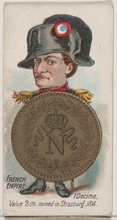 Empire français, 1 Décime, de la série Monnaies de toutes les nations N72, variation 1 pour le duc ..., 1889 - Unbekannt