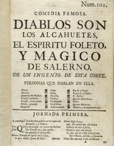 Frontispice de "Diablos son los alcahuetes, el espiritu foleto, y magico de Salerno" - Unbekannt