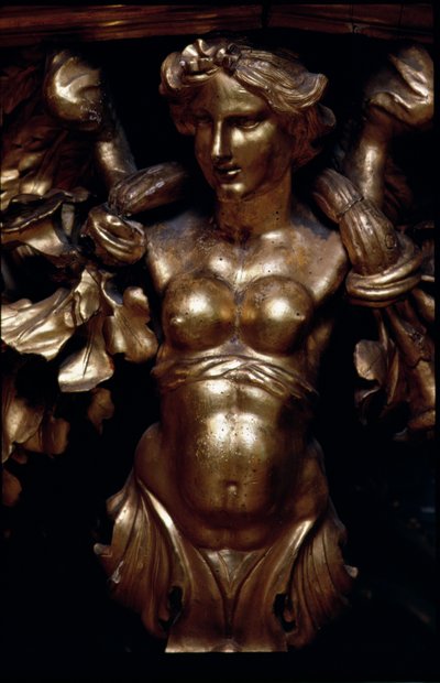 Femme dorée soutenant une table baroque, du salon du Palazzo Taverna - Unbekannt