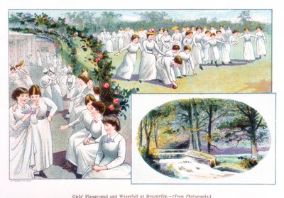Terrain de jeu pour filles et cascade à Bournville, 1892 - Unbekannt