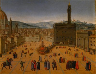 Exécution de Girolamo Savonarola sur la Piazza della Signoria à Florence en 1498, début du 17ème siècle - Unbekannt