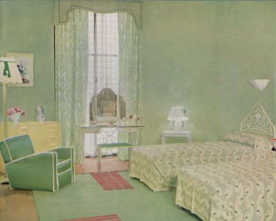 Schéma de couleur vert et blanc pour une chambre, 1938 - Unbekannt