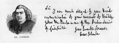 Écriture et signature du Dr. Johnson d